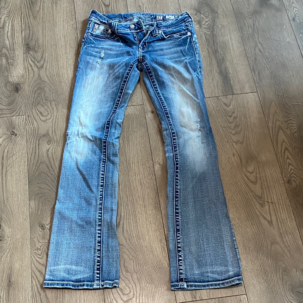Miss Me Women's Distressed Blue Boot Cut Jeans